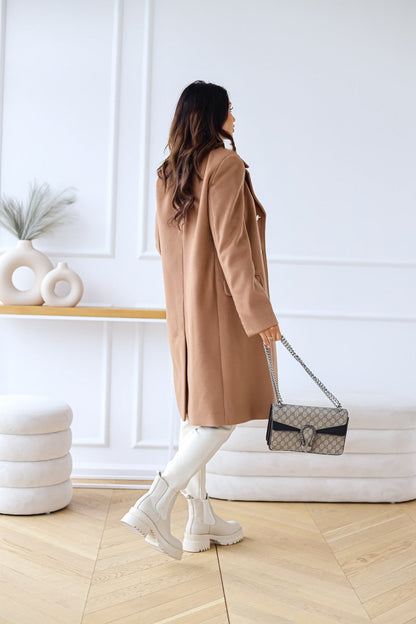 Long Wool Coat with Golden Buttons