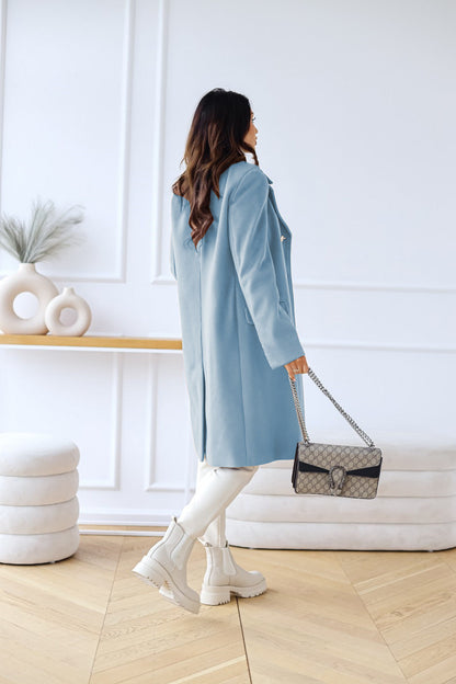 Long Wool Coat with Golden Buttons