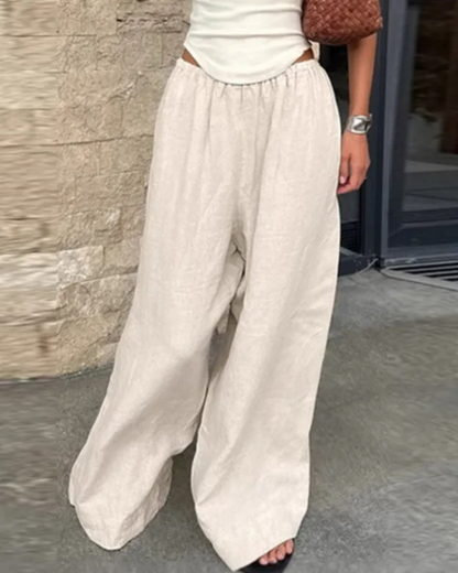 Wide Leg Linen Trousers