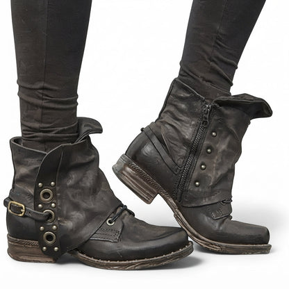 Celestine Faux Leather Chelsea Biker Boots