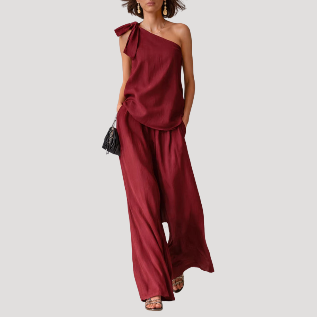 One Shoulder Co Ord Trouser Set
