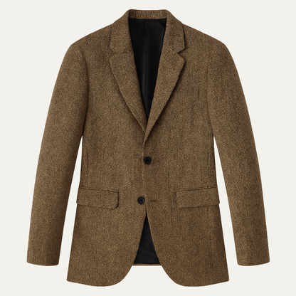 Classic Wool Herringbone Tweed Blazer