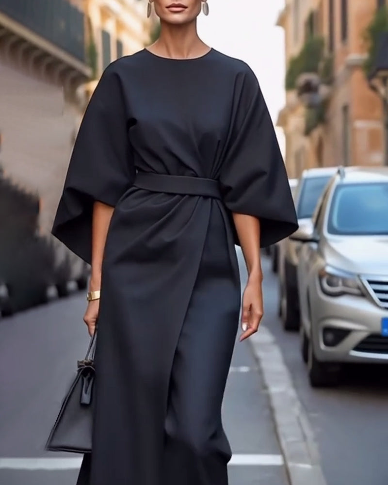 Elegant Dress with Lantern Sleeves