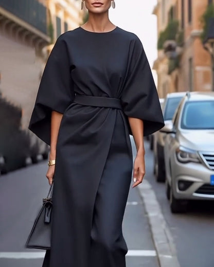 Elegant Dress with Lantern Sleeves