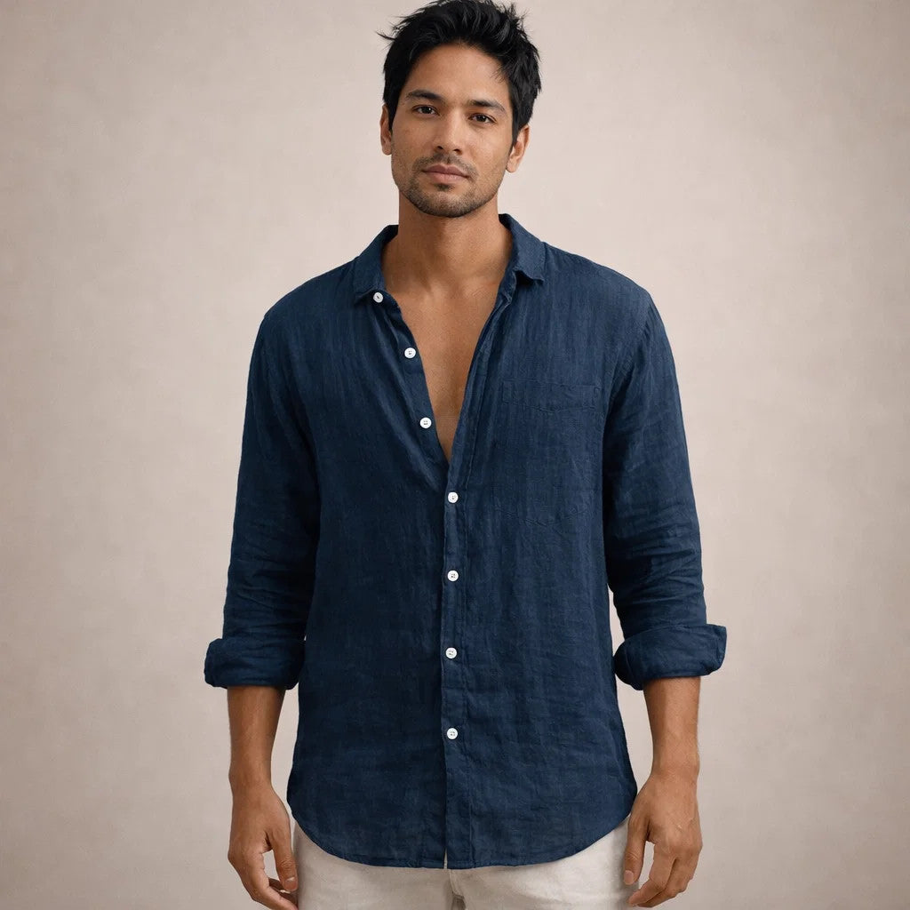 Shirt Regular Fit Open Collar Long Sleeves