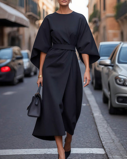 Elegant Dress with Lantern Sleeves