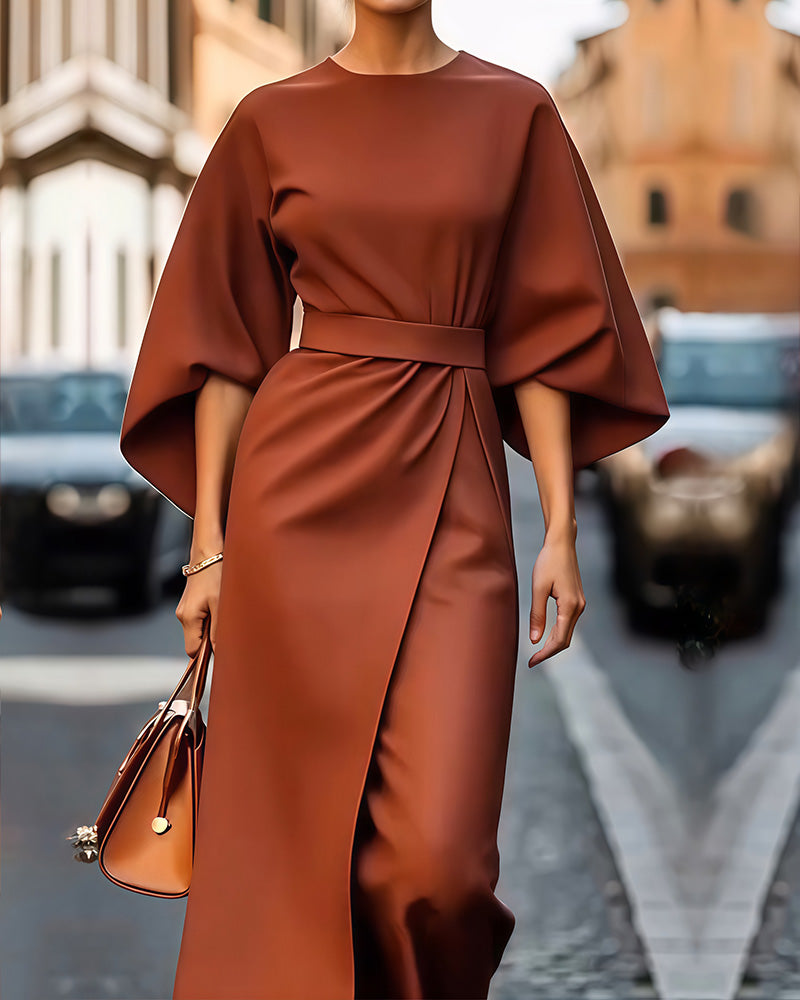 Elegant Dress with Lantern Sleeves
