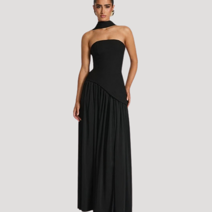 Strapless Pleated Maxi Dress