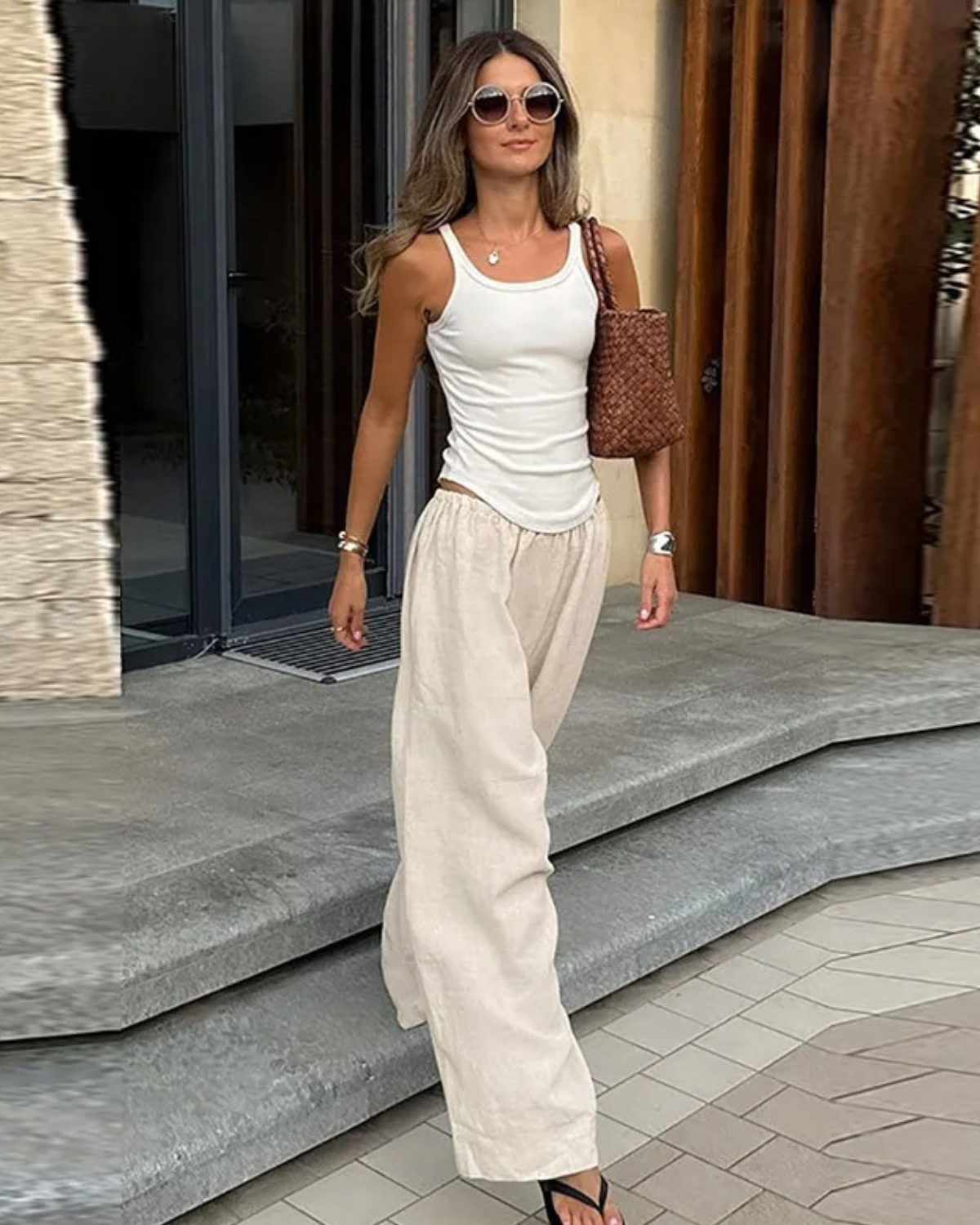 Wide Leg Linen Trousers