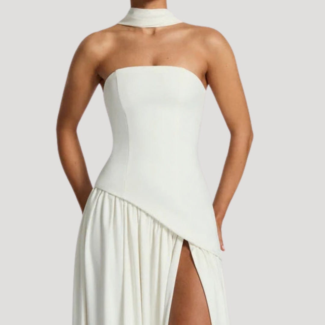 Strapless Pleated Maxi Dress