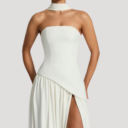 Strapless Pleated Maxi Dress
