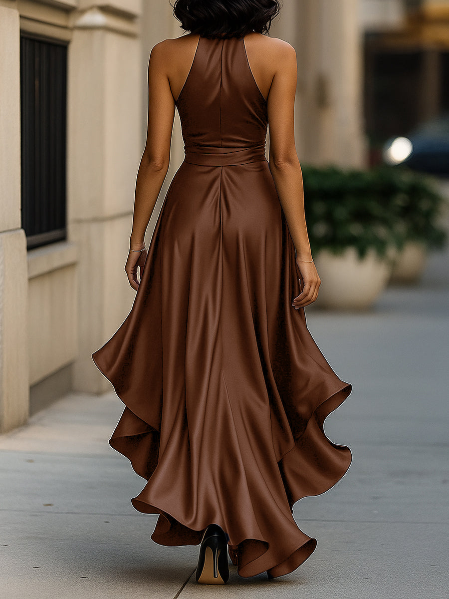 Elegance Satin Halter Gown