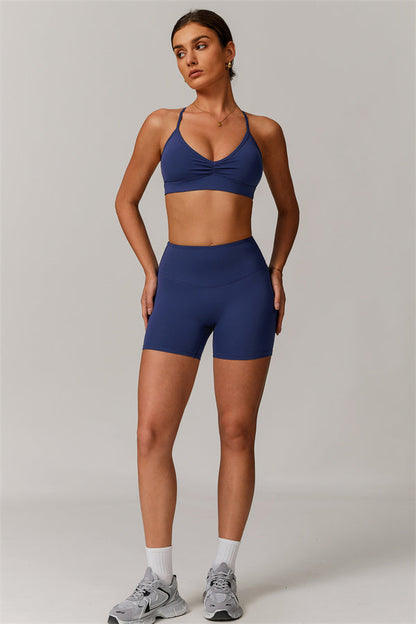 Pleated Crisscross Sports Bra