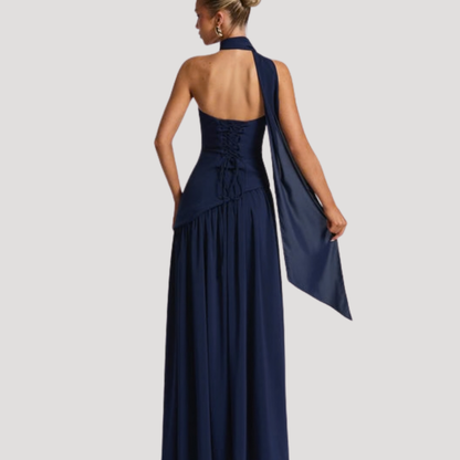 Strapless Pleated Maxi Dress