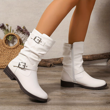 Margaux Slouch Buckle Mid-Calf Boots