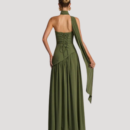 Strapless Pleated Maxi Dress