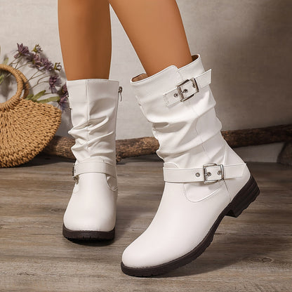 Margaux Slouch Buckle Mid-Calf Boots