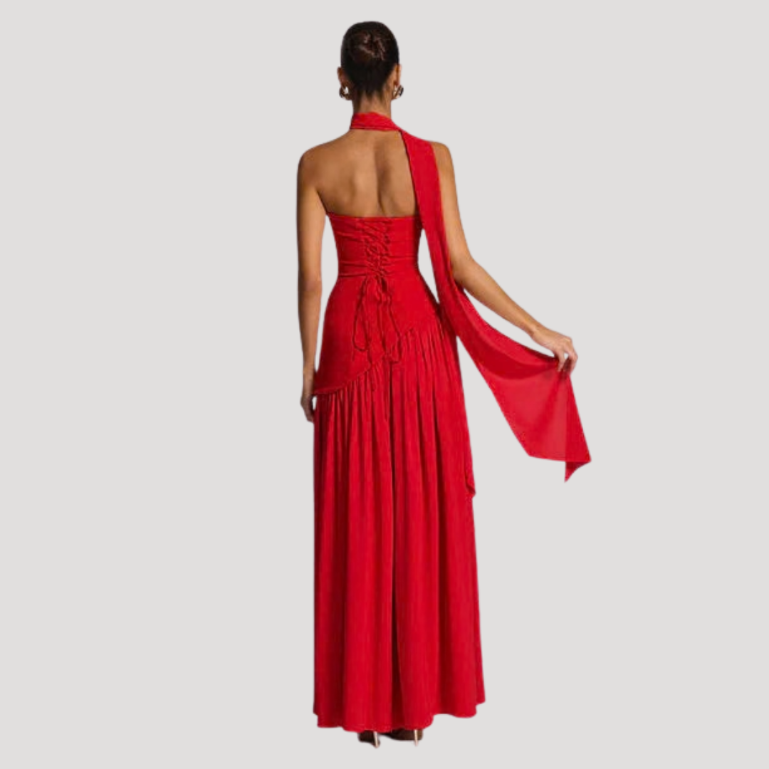 Strapless Pleated Maxi Dress