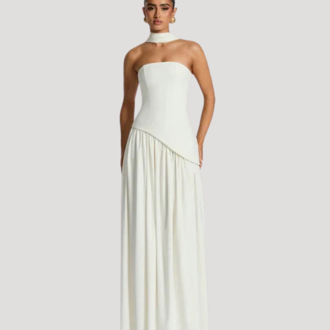 Strapless Pleated Maxi Dress