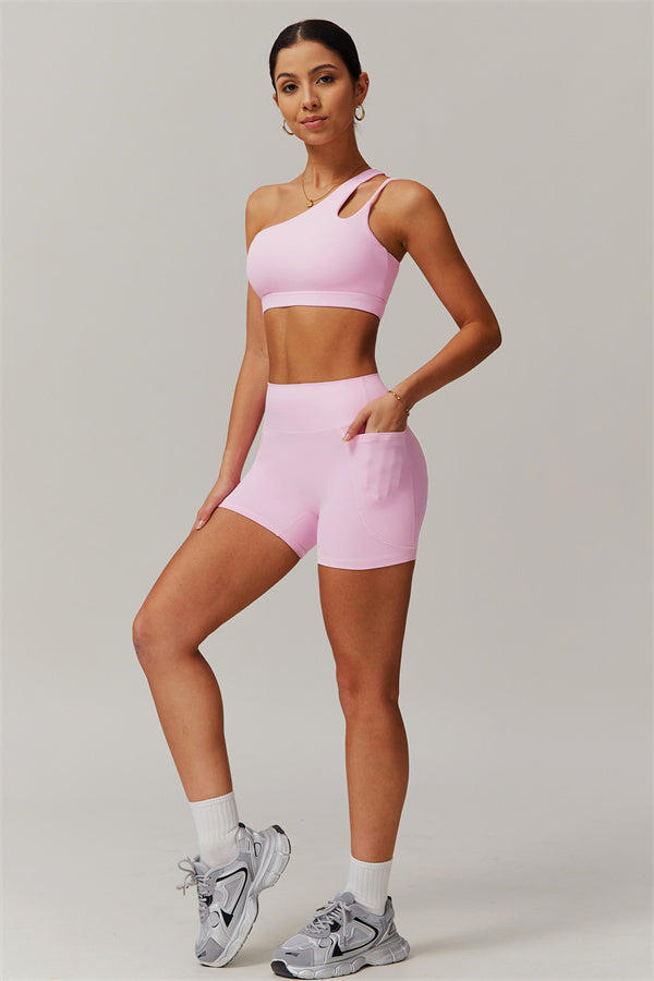 Asymmetrical One-Shoulder Bra & Shorts Set