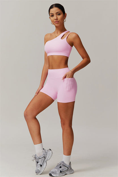 Asymmetrical One-Shoulder Bra & Shorts Set