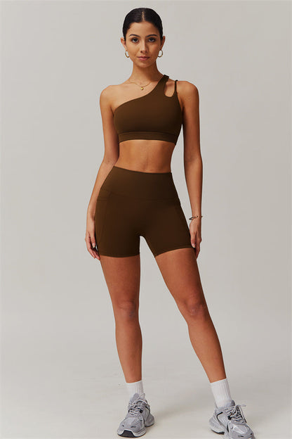 Asymmetrical One-Shoulder Bra & Shorts Set