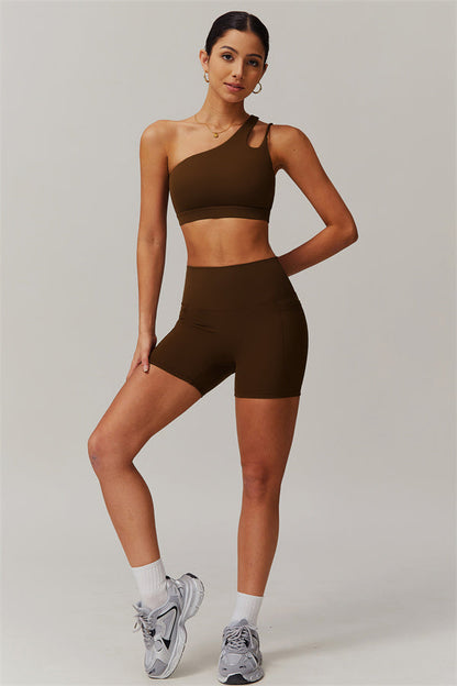 Asymmetrical One-Shoulder Bra & Shorts Set