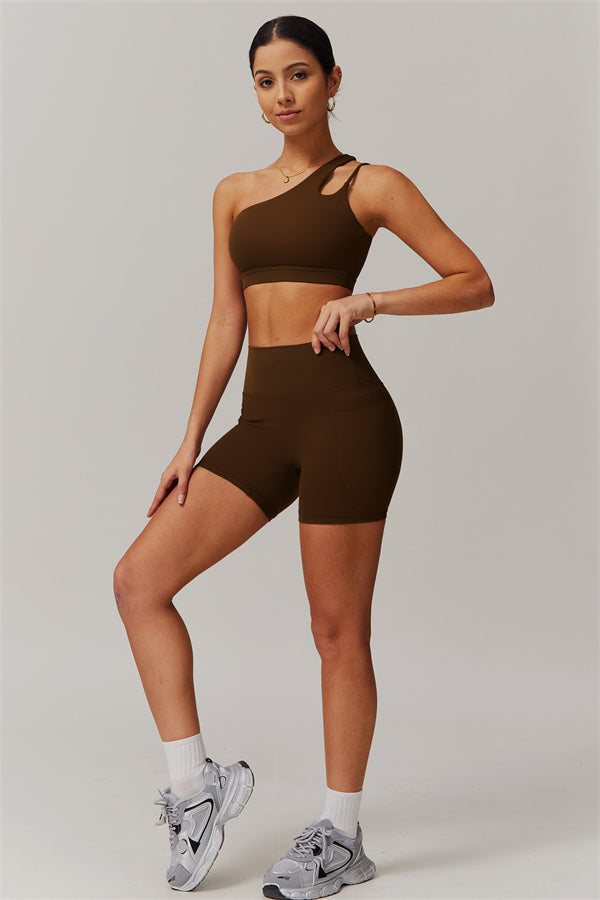 Asymmetrical One-Shoulder Bra & Shorts Set