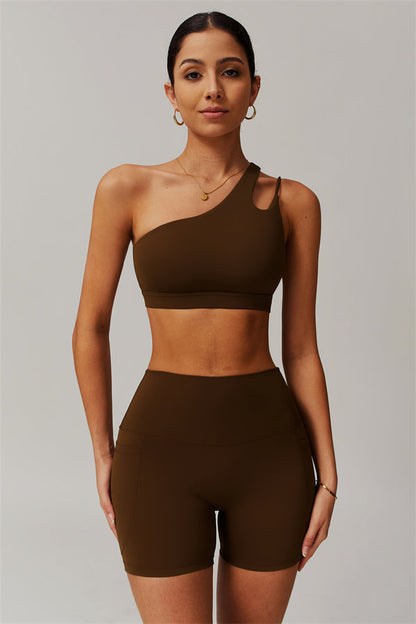Asymmetrical One-Shoulder Bra & Shorts Set