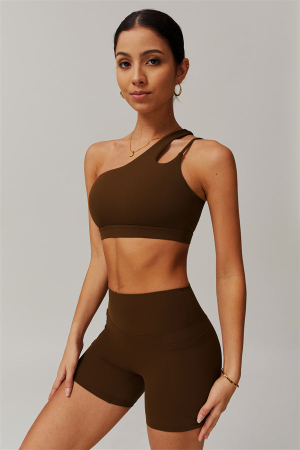 Asymmetrical One-Shoulder Bra & Shorts Set