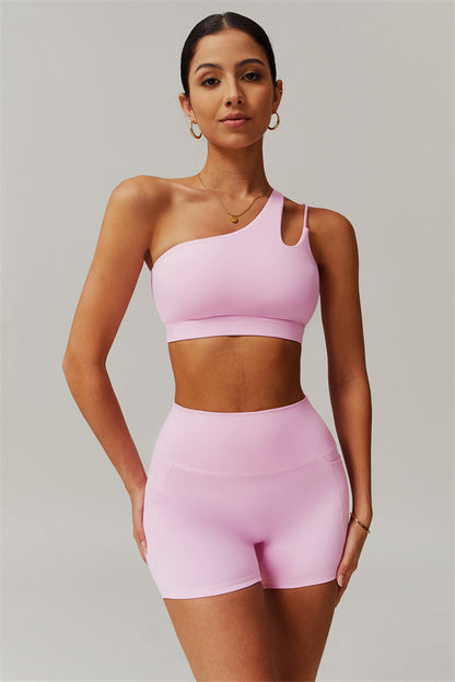 Asymmetrical One-Shoulder Bra & Shorts Set