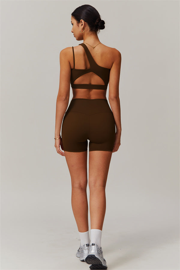 Asymmetrical One-Shoulder Bra & Shorts Set