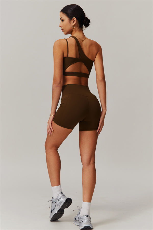 Asymmetrical One-Shoulder Bra & Shorts Set