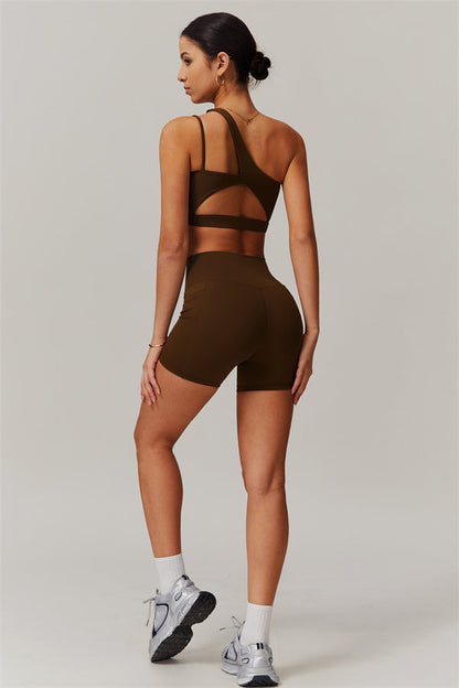 Asymmetrical One-Shoulder Bra & Shorts Set