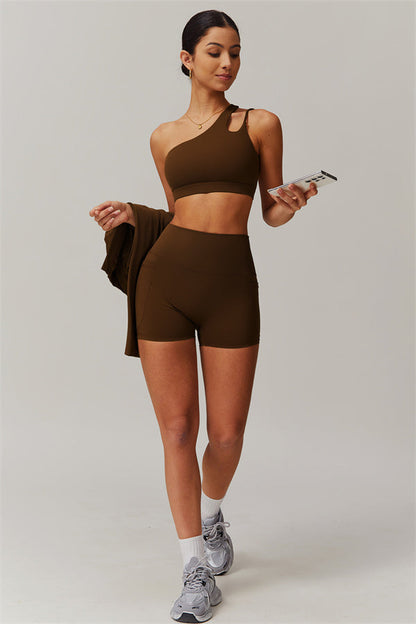 Asymmetrical One-Shoulder Bra & Shorts Set
