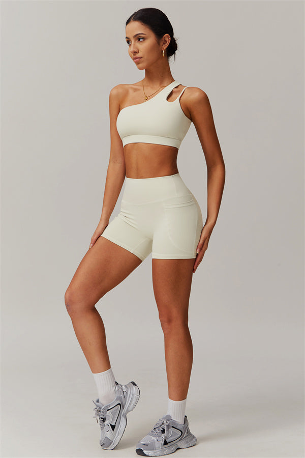 Asymmetrical One-Shoulder Bra & Shorts Set