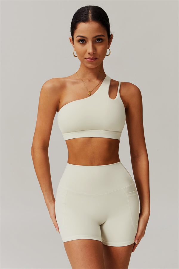 Asymmetrical One-Shoulder Bra & Shorts Set
