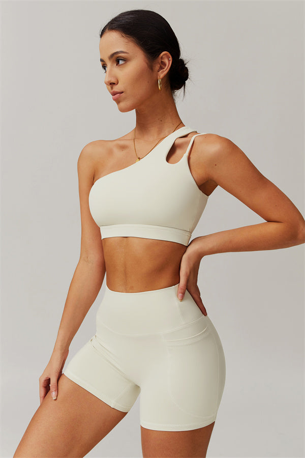 Asymmetrical One-Shoulder Bra & Shorts Set