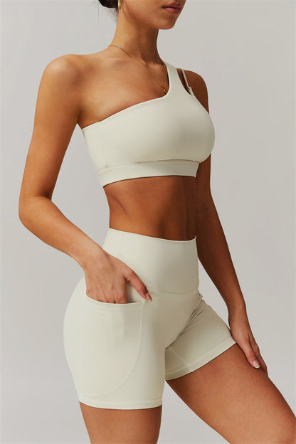 Asymmetrical One-Shoulder Bra & Shorts Set