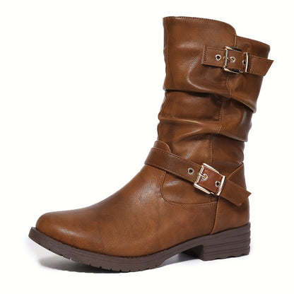 Margaux Slouch Buckle Mid-Calf Boots