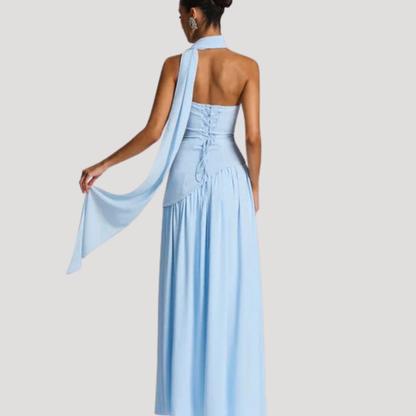 Strapless Pleated Maxi Dress