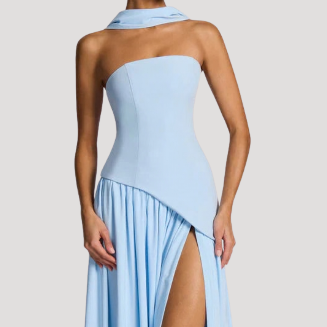 Strapless Pleated Maxi Dress