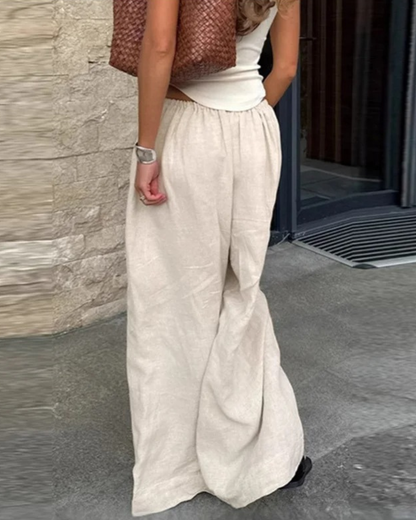 Wide Leg Linen Trousers