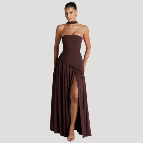 Strapless Pleated Maxi Dress