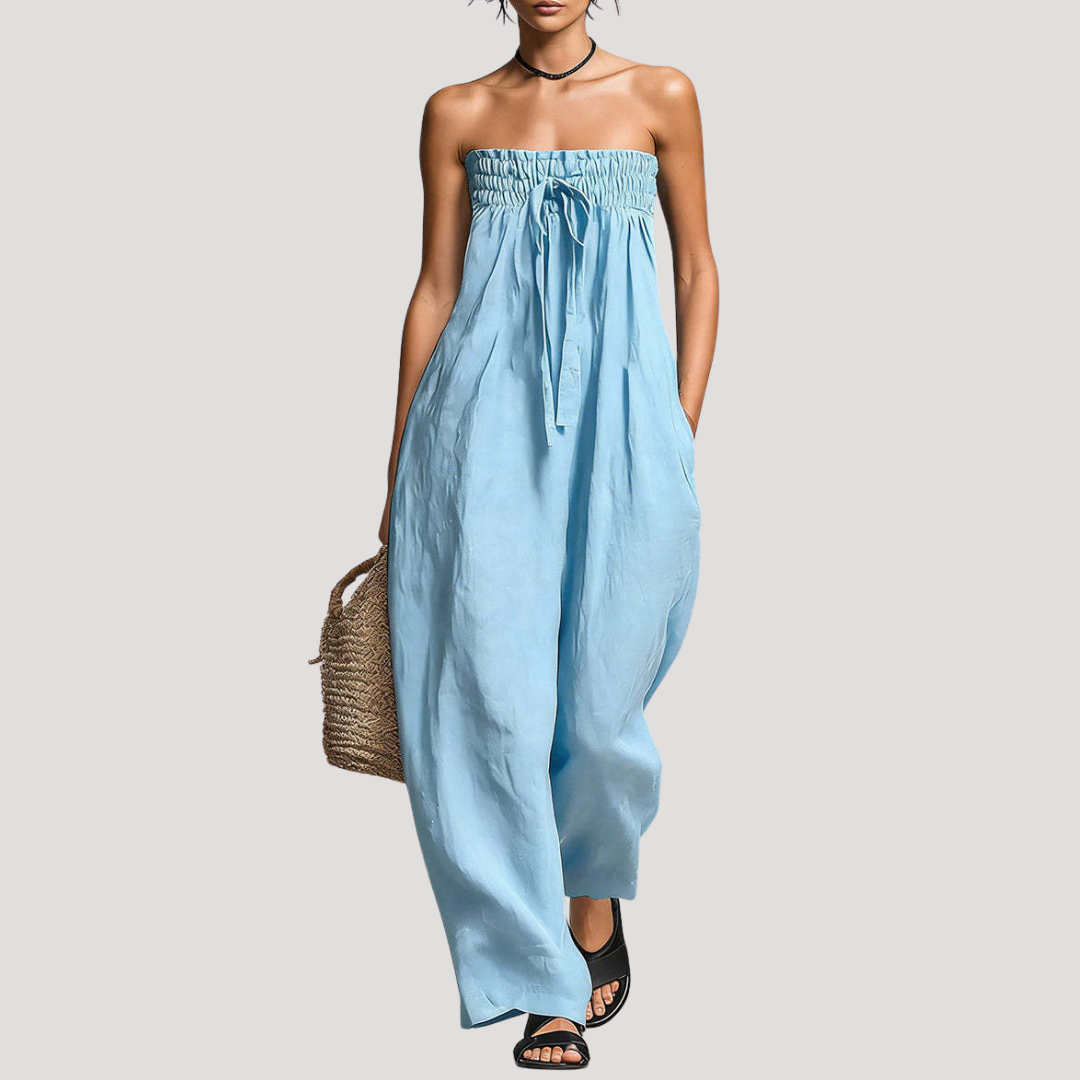 Wide Leg Strapless Jumpsuit