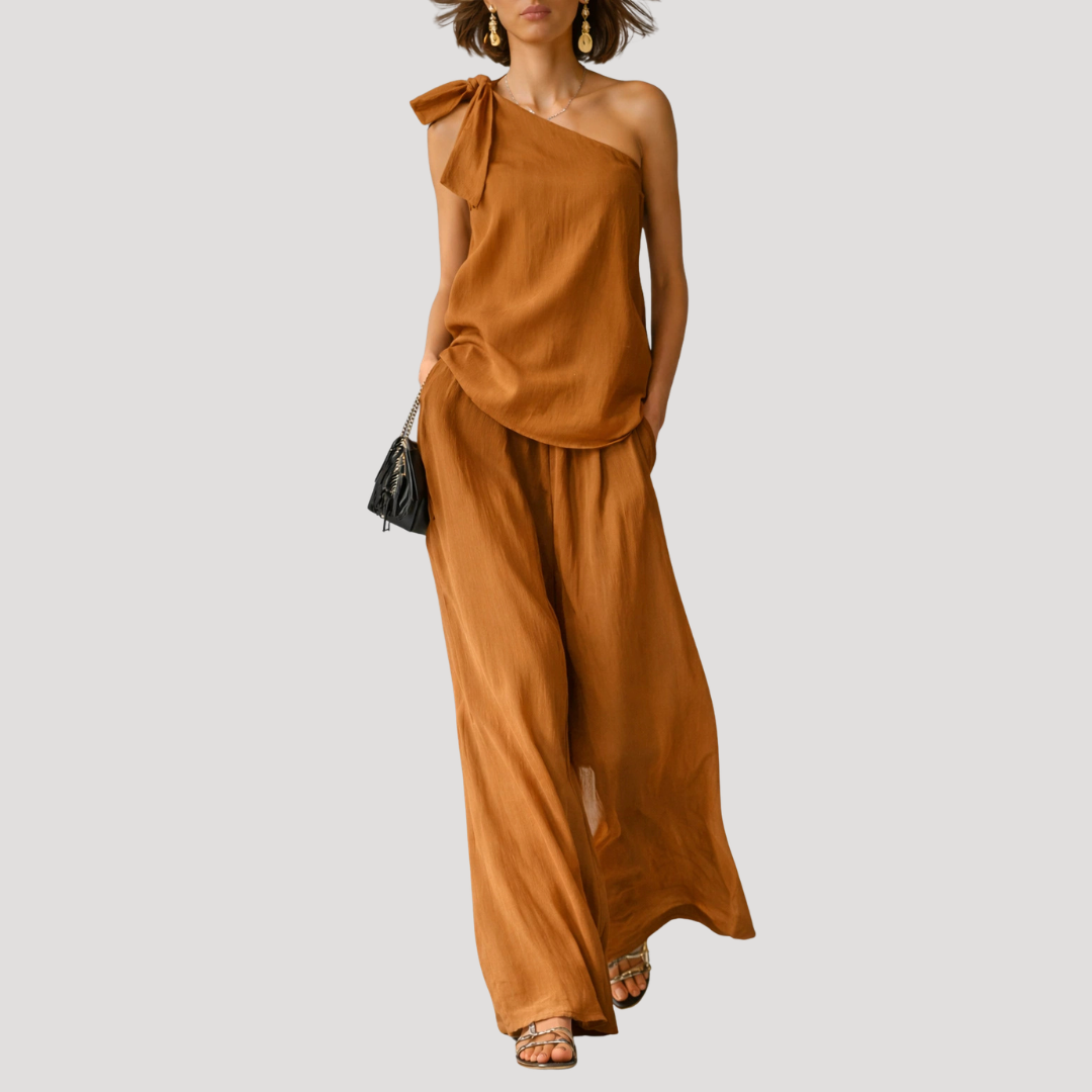 One Shoulder Co Ord Trouser Set