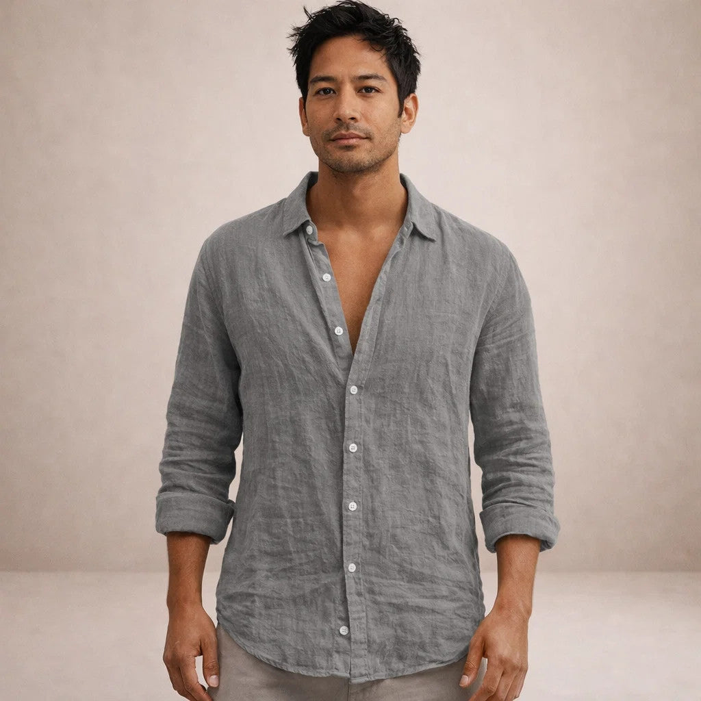 Shirt Regular Fit Open Collar Long Sleeves