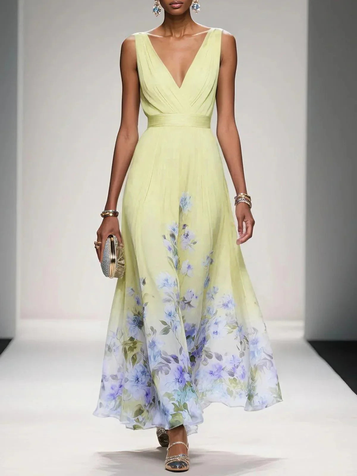 Floral Chiffon Maxi Dress
