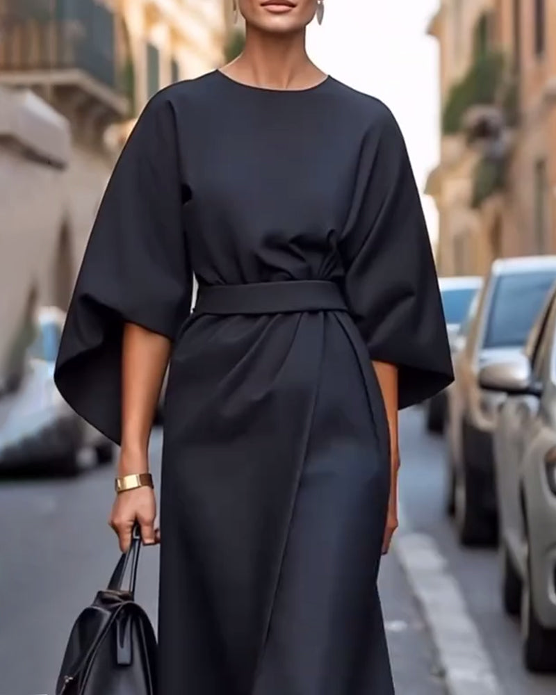 Elegant Dress with Lantern Sleeves