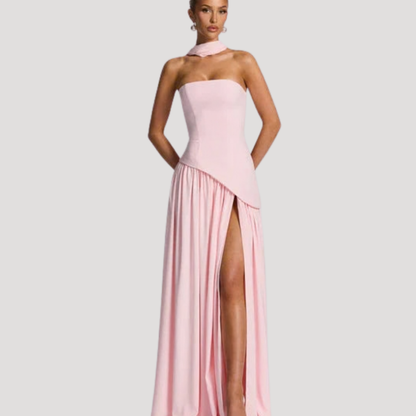 Strapless Pleated Maxi Dress